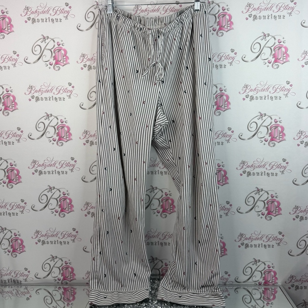 La Vie En Rose pants moons red blue Black and White Striped Pajama Pants
